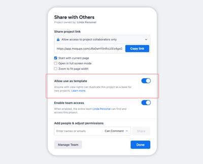 Allow Use as Template