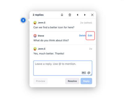 Edit a comment in a thread