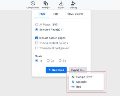 Select export destination
in the Export Dialog