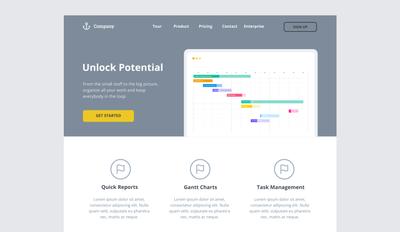 Mid-fidelity website landing page