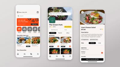 Example of high fidelity food delivery mobile app