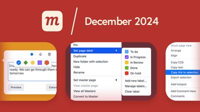 Red banner with grphics showing page labels, comment colors, and link to selection tools